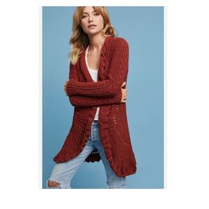 Anthropologie • Rosie Neira circle knit burnt orange/rust cardigan • Size: M